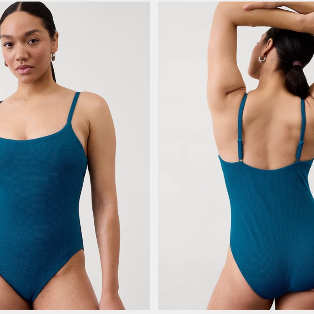 Athleta Scoop Pique One-Piece Swim Suit - Coastal Teal